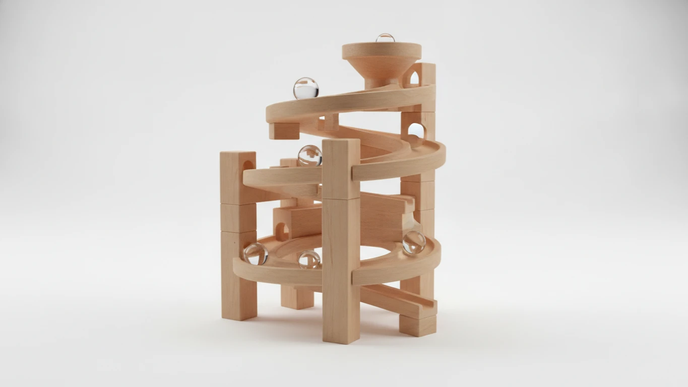 Multi-Level Wooden Marble Run