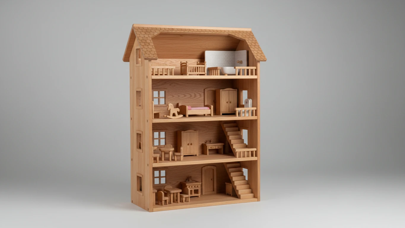 Multi-Story Wooden Dollhouse