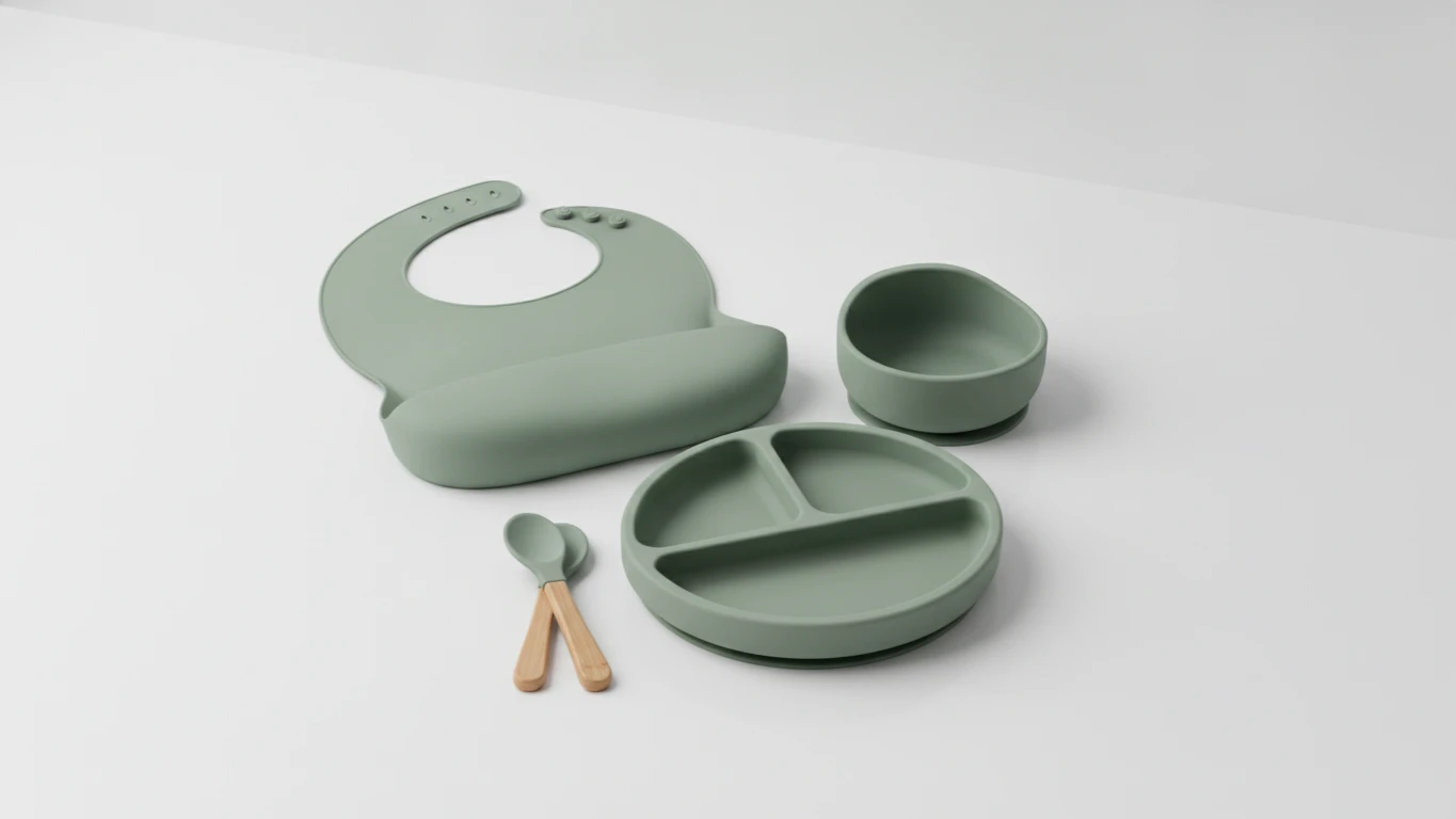 Non-Toxic Silicone Bib and Feeding Set