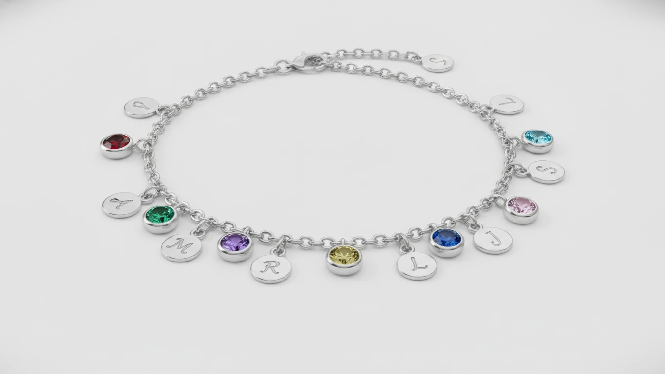 Personalized Birthstone Charm Bracelet