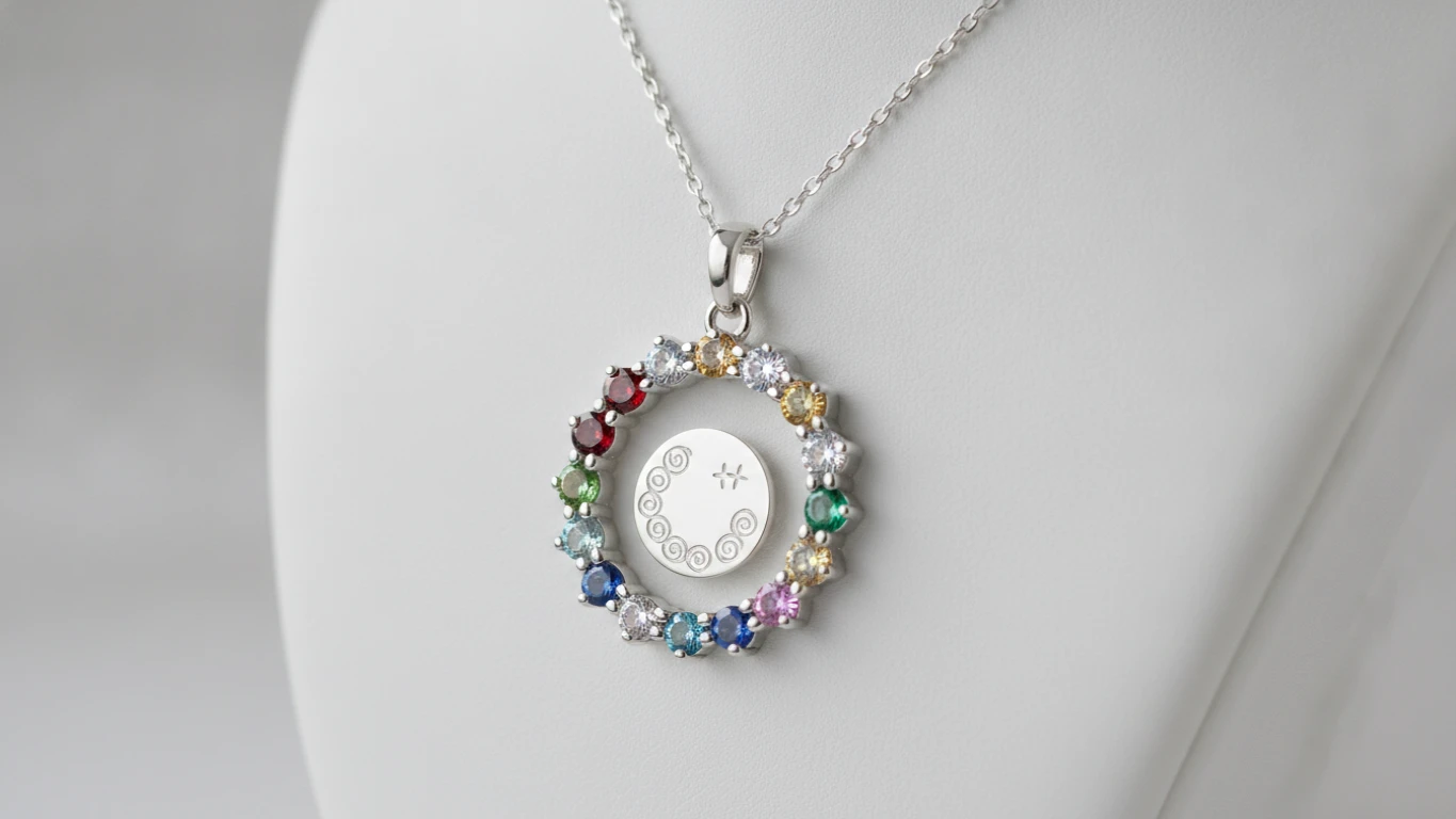 Personalized Birthstone Circle Necklace