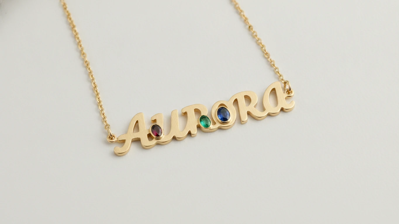 Personalized Birthstone Gold Nameplate