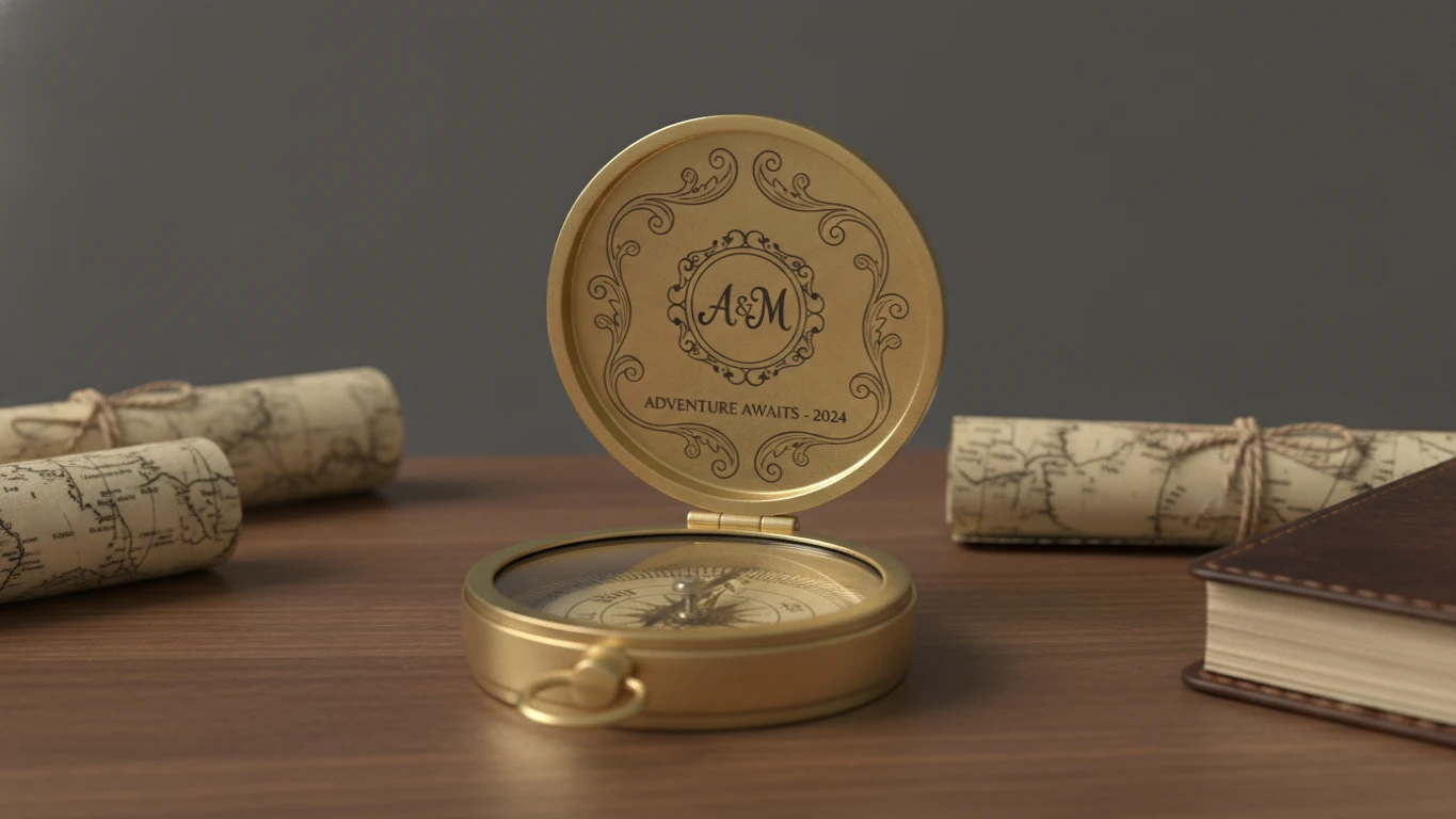 Personalized Engraved Brass Compass