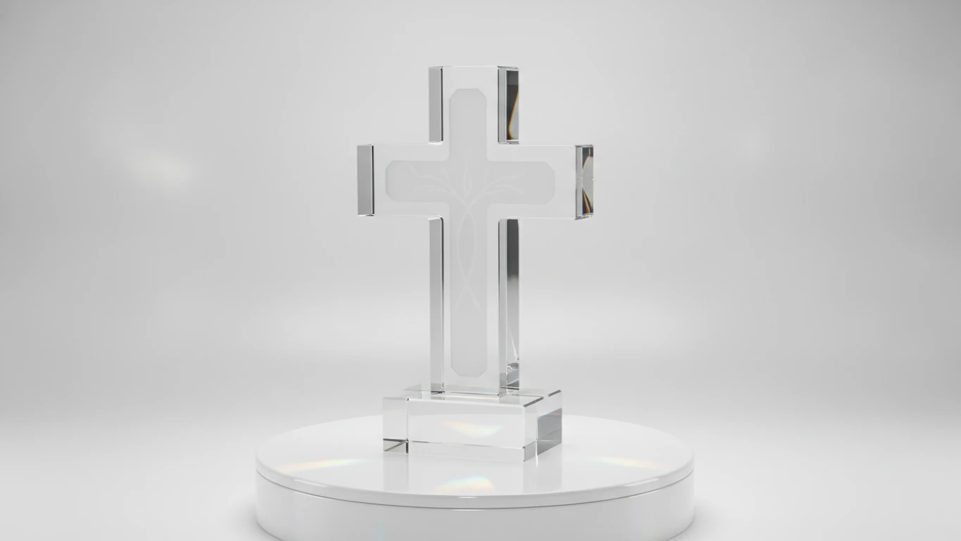 Personalized Glass Cross Desk Ornament