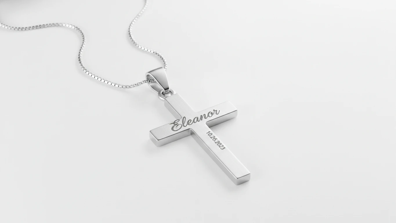 Personalized Sterling Silver Cross Necklace