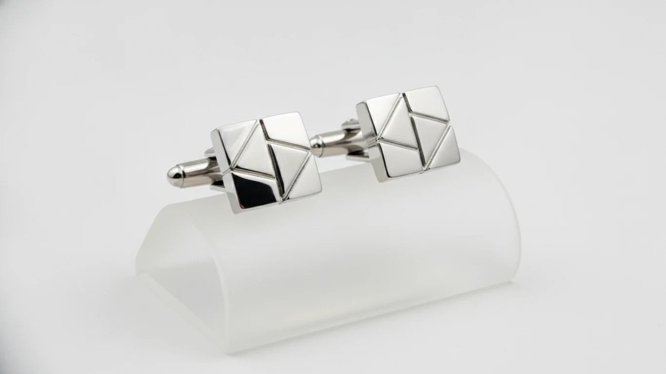Polished Aluminum Geometric Cufflinks