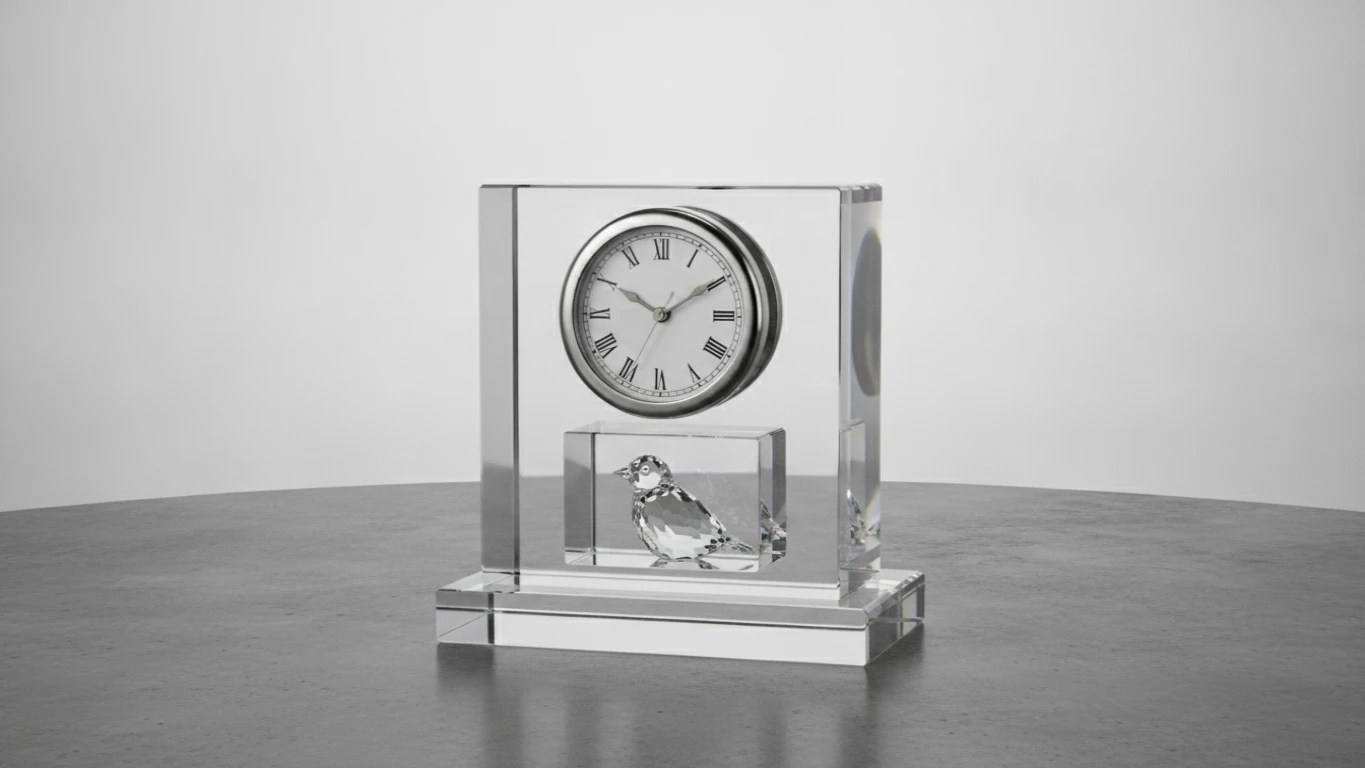 Polished Crystal Desktop Keepsake Clock