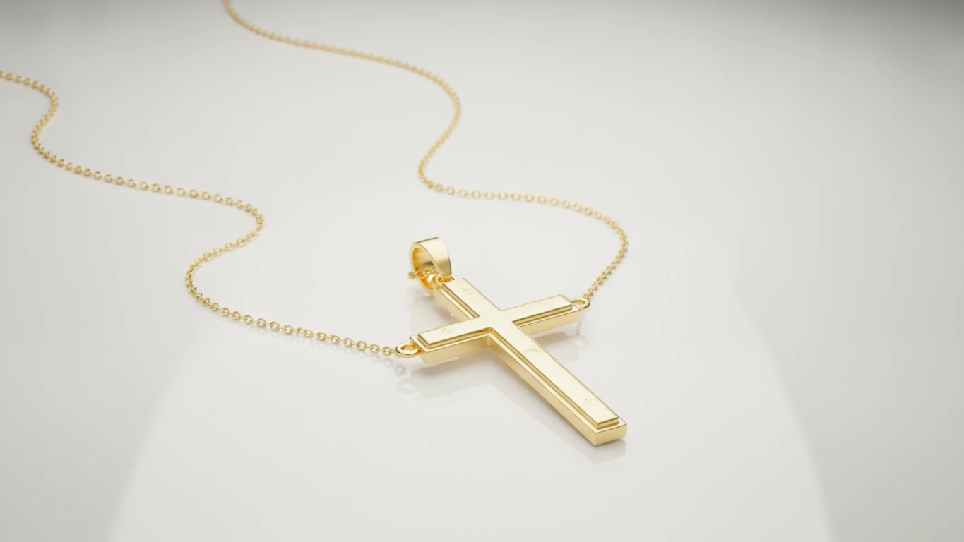 Polished Gold Cross Necklace