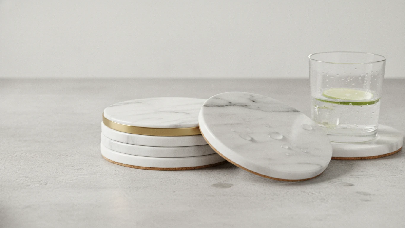 Polished Marble Drink Coasters