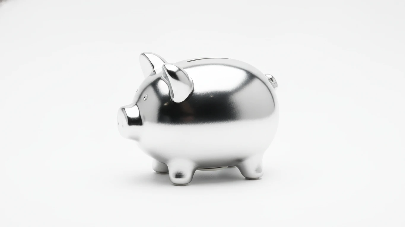 Polished Silver Piggy Bank
