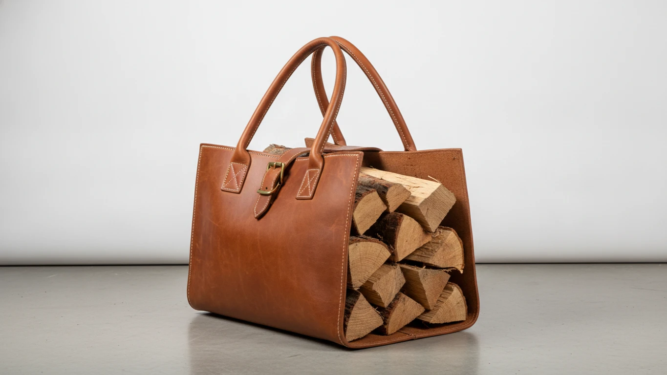 Premium Leather Log Carrier Bag