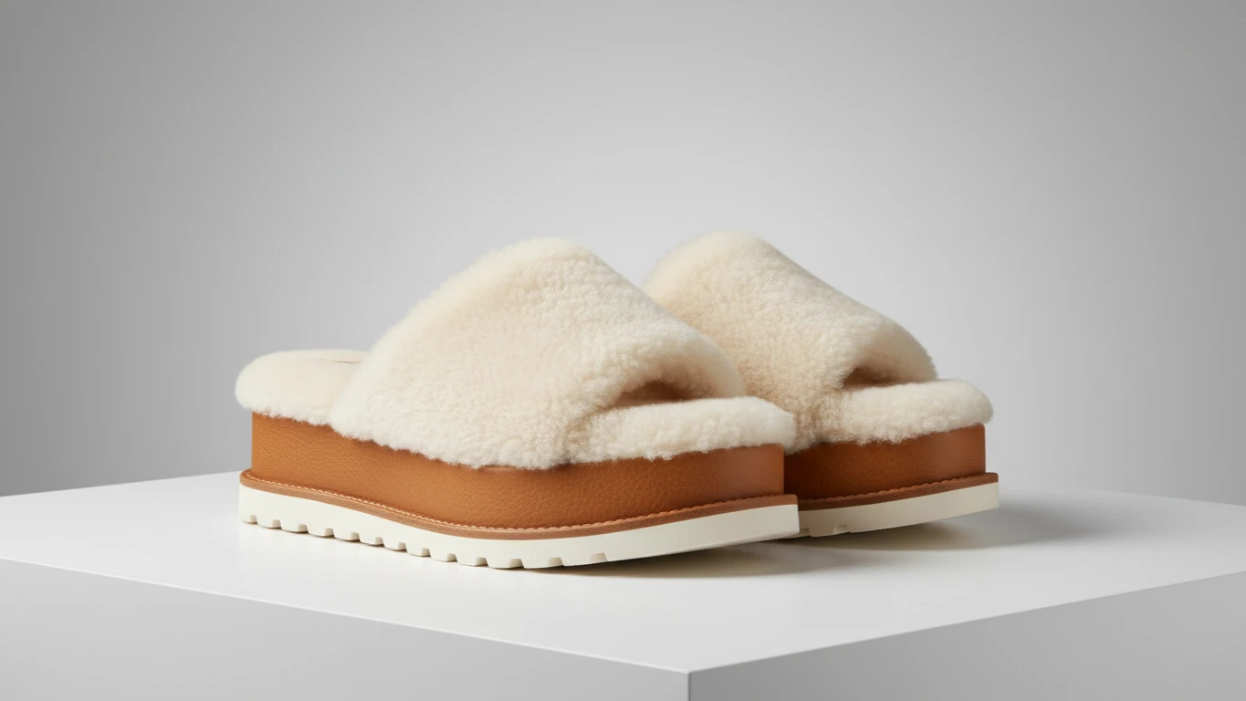 Premium Shearling Platform Slippers