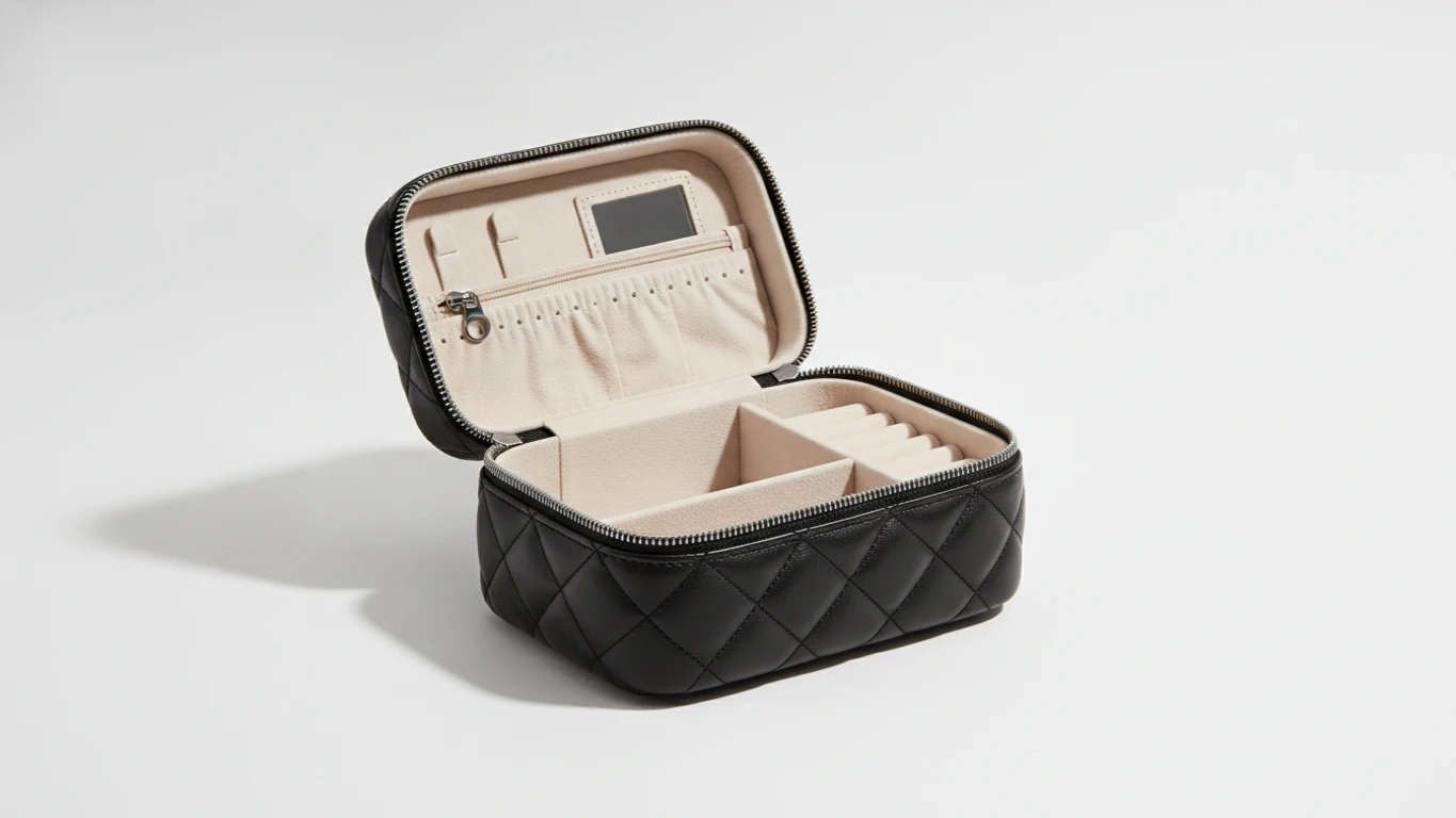 Quilted Leather Travel Jewelry Case