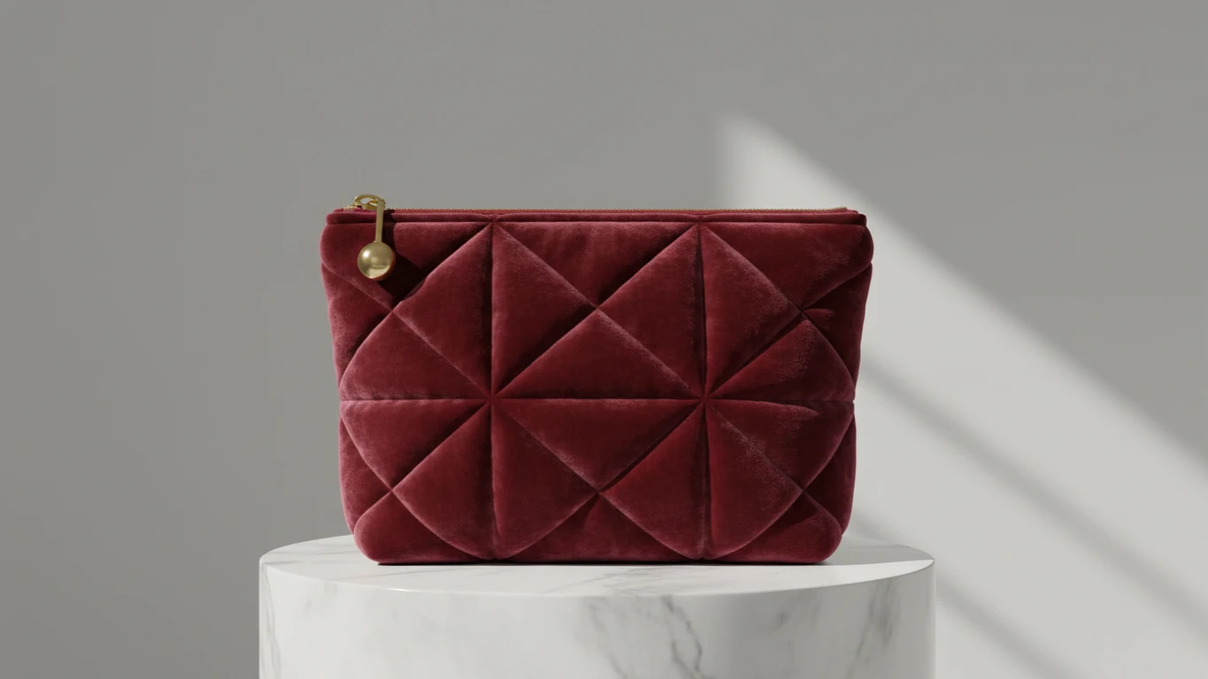 Quilted Velvet Cosmetic Bag
