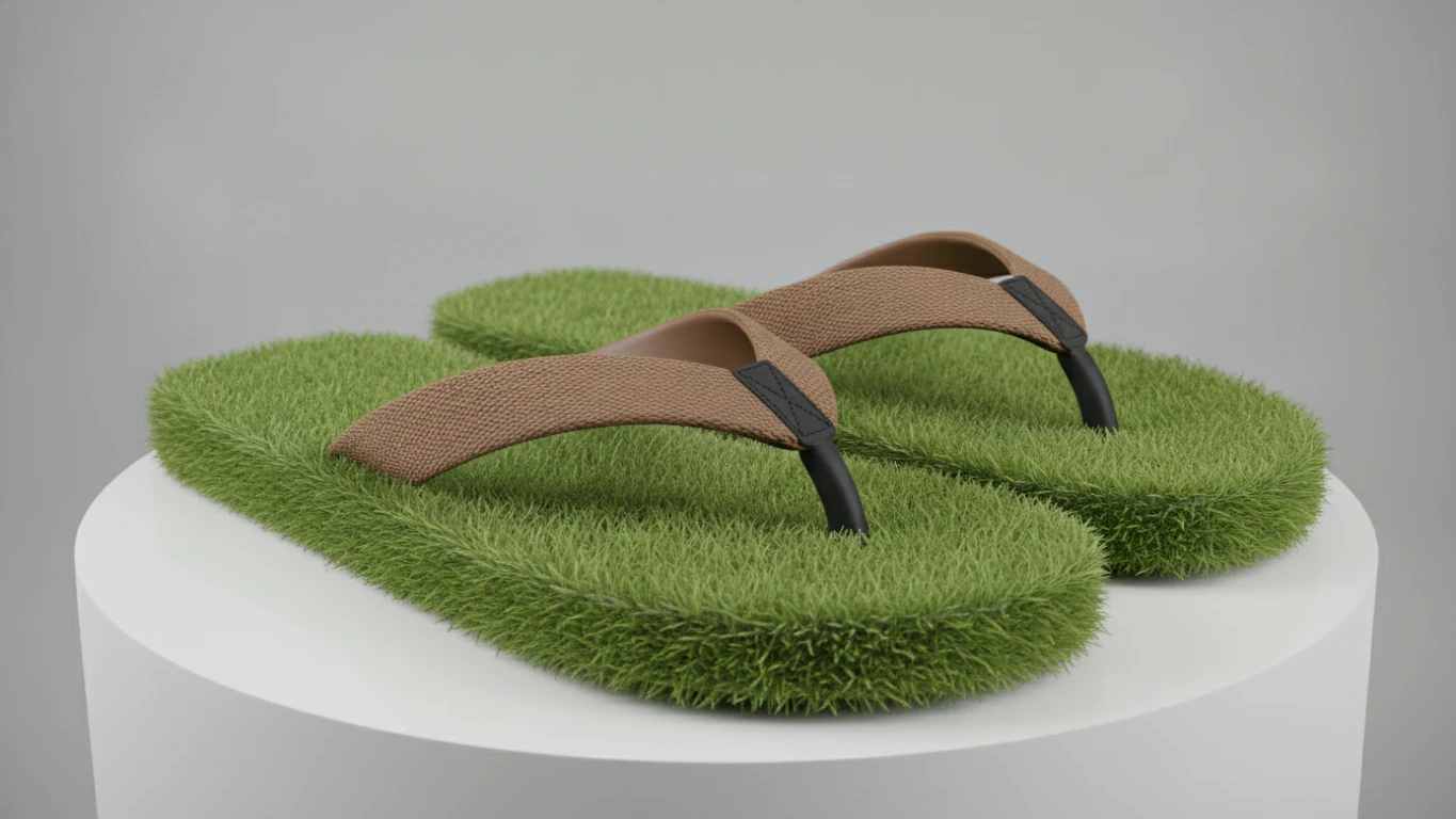Realistic Grass Texture Flip Flops
