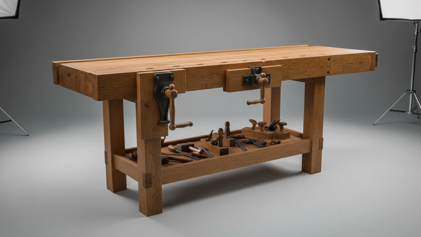 Realistic Wooden Carpentry Workbench