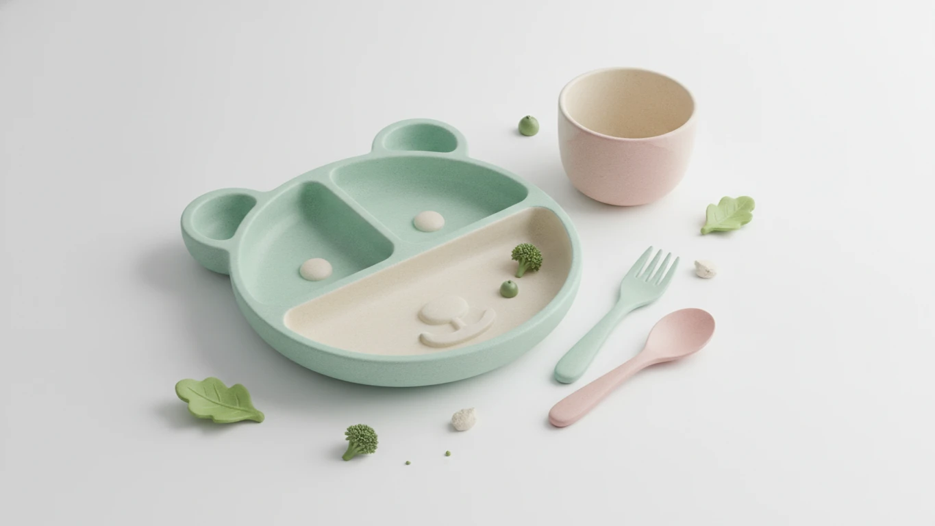 Reusable Bamboo Fiber Baby Dinnerware Set