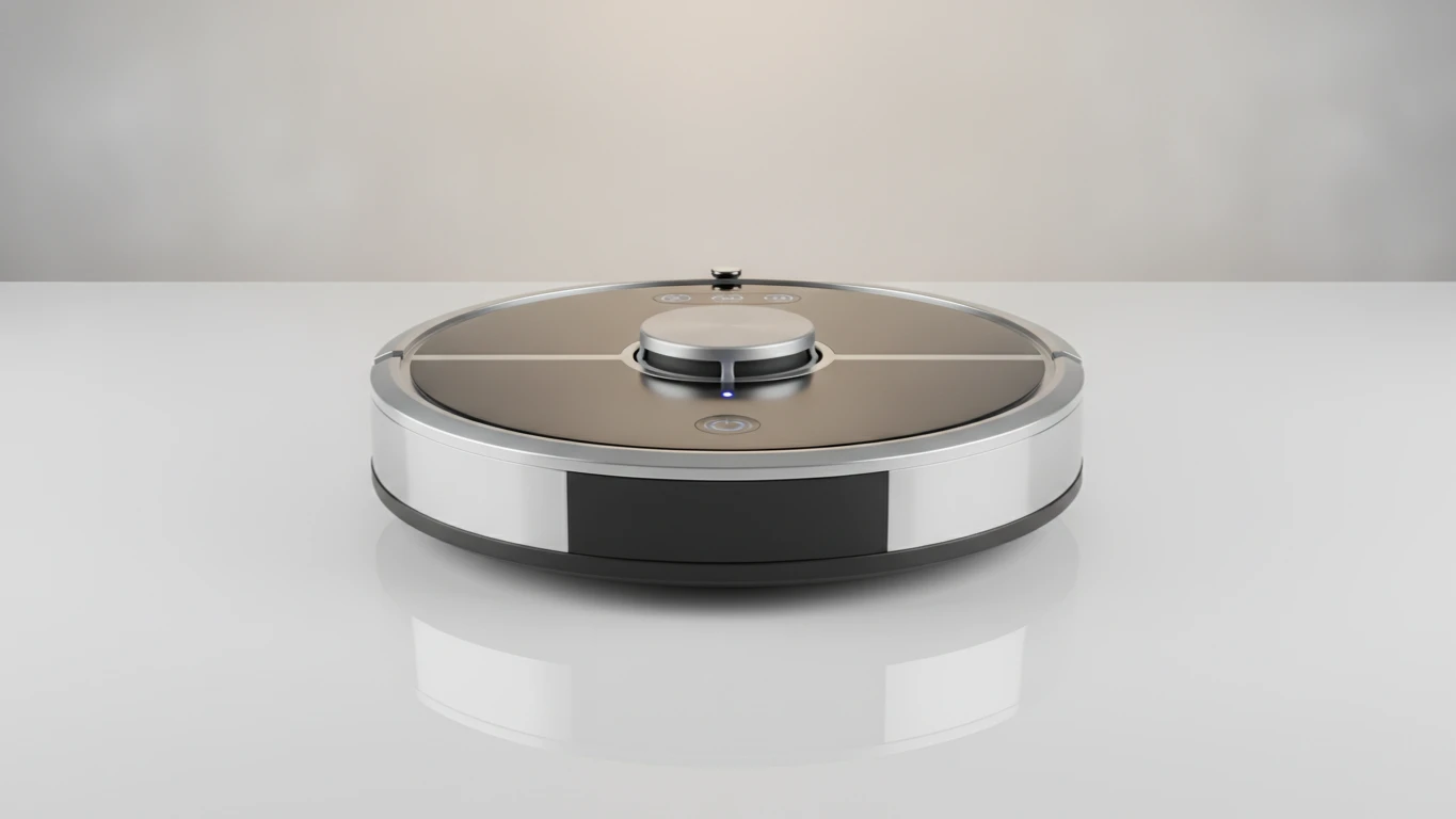 Robot Vacuum with High-Gloss Silver Trim