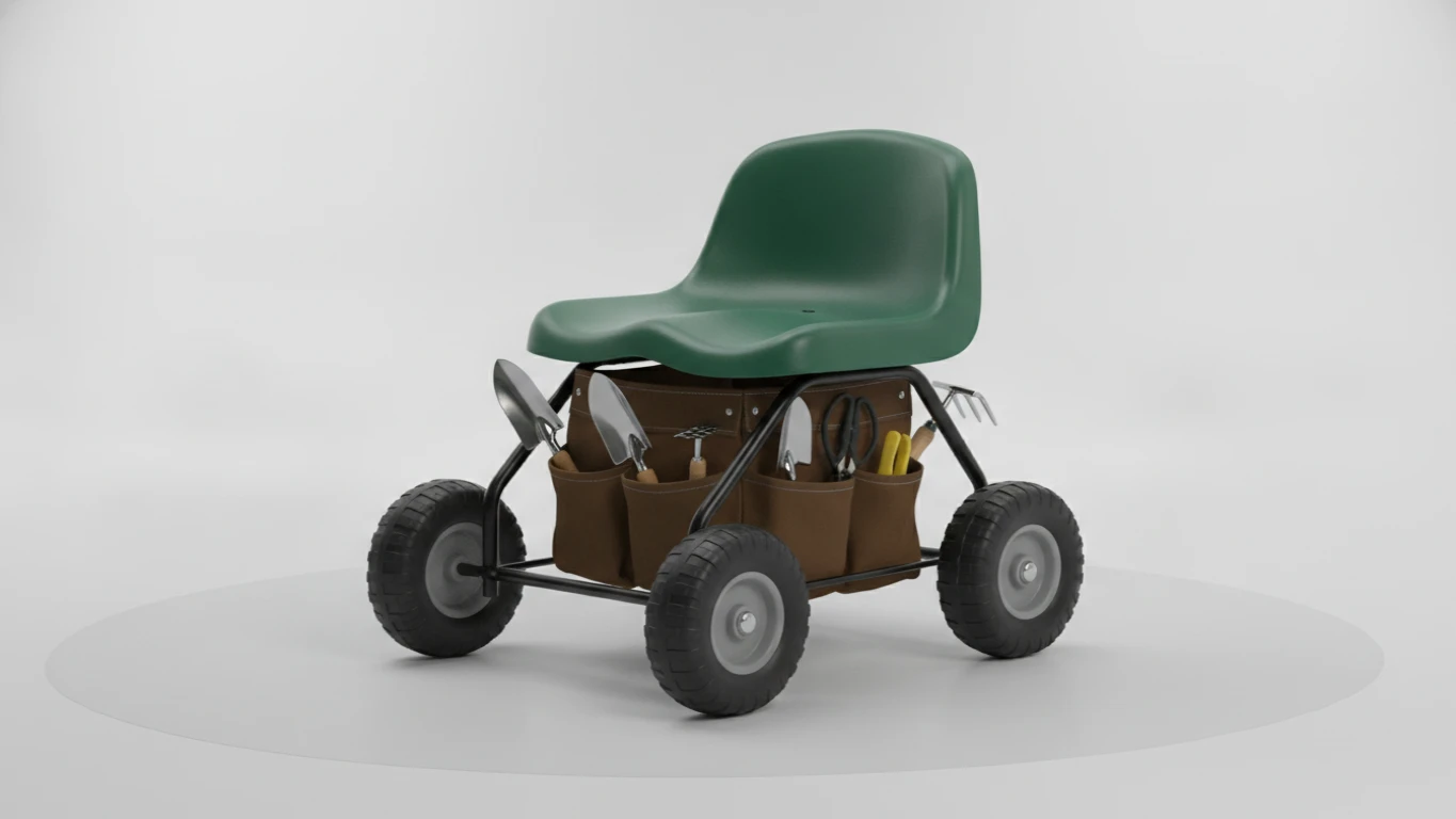 Rolling Garden Work Seat with Tool Bag