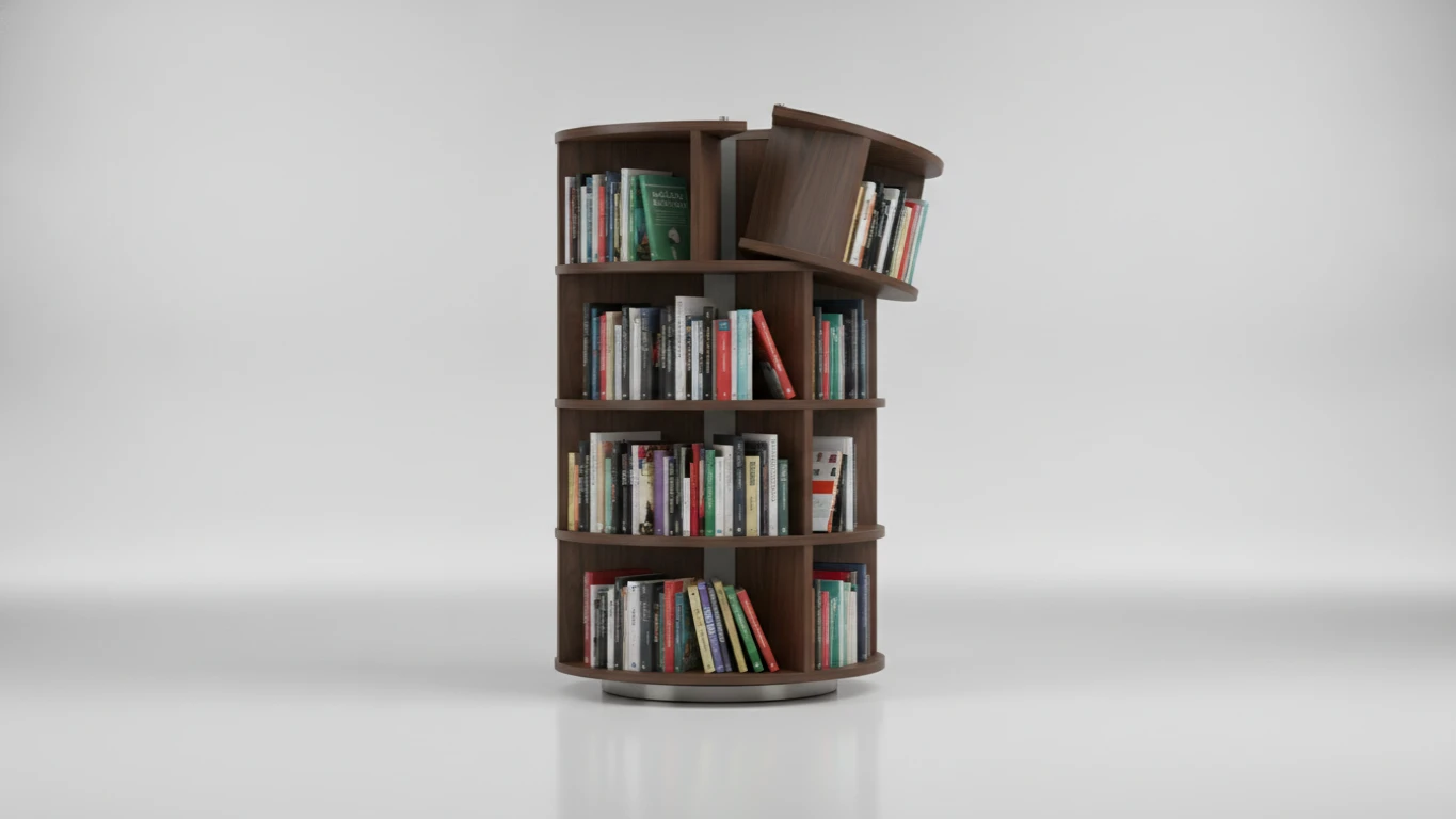 Rotating 360-Degree Bookshelf Tower