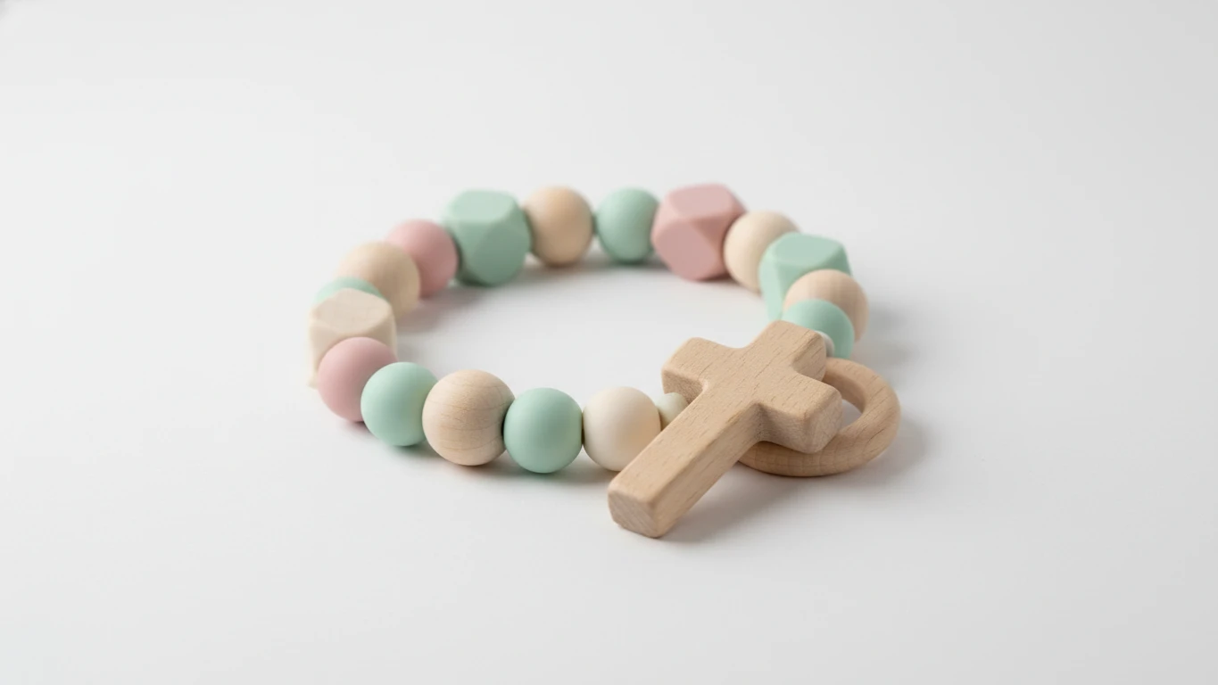 Silicone and Wood Teether Rosary
