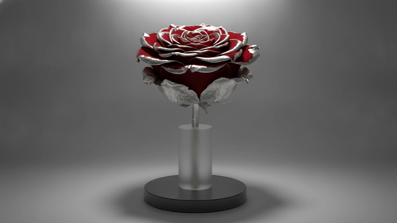 Silver-Trimmed Eternal Rose