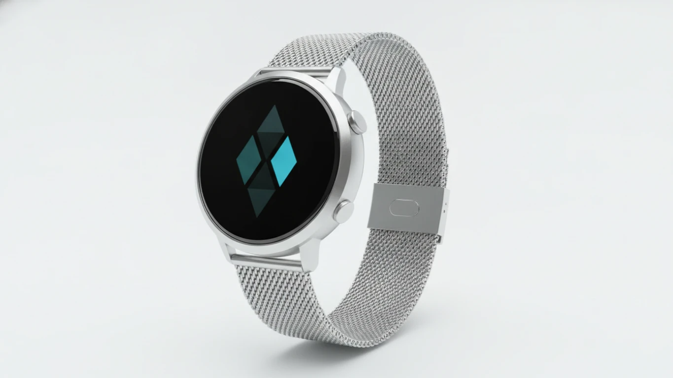 Smart Watch with Silver Mesh Strap