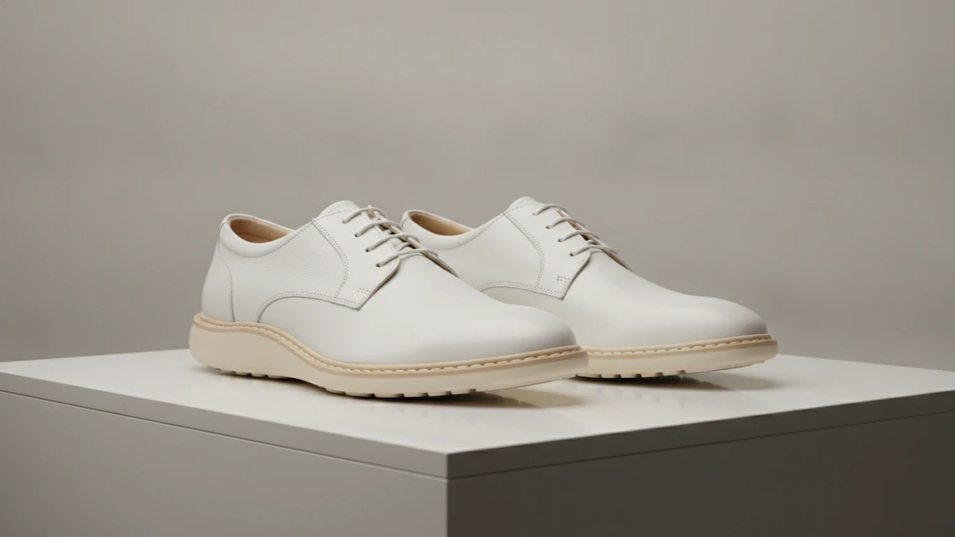 Soft-Sole White Leather Dress Shoes