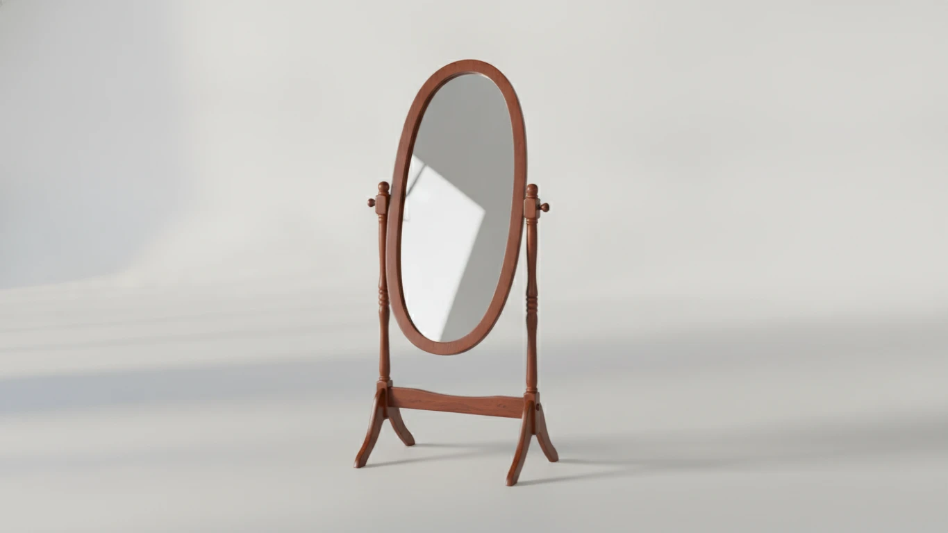 Standing Oval Wood Cheval Mirror
