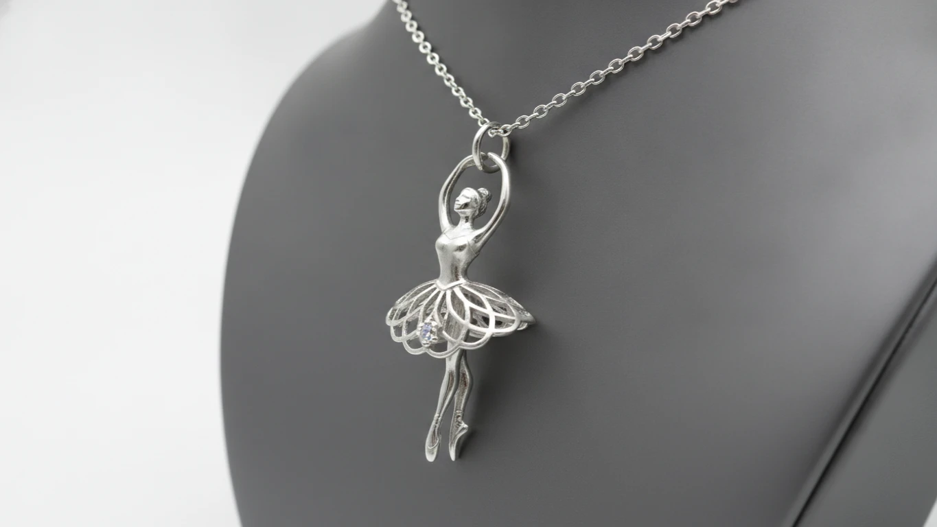 Sterling Silver Ballerina Pendant Necklace