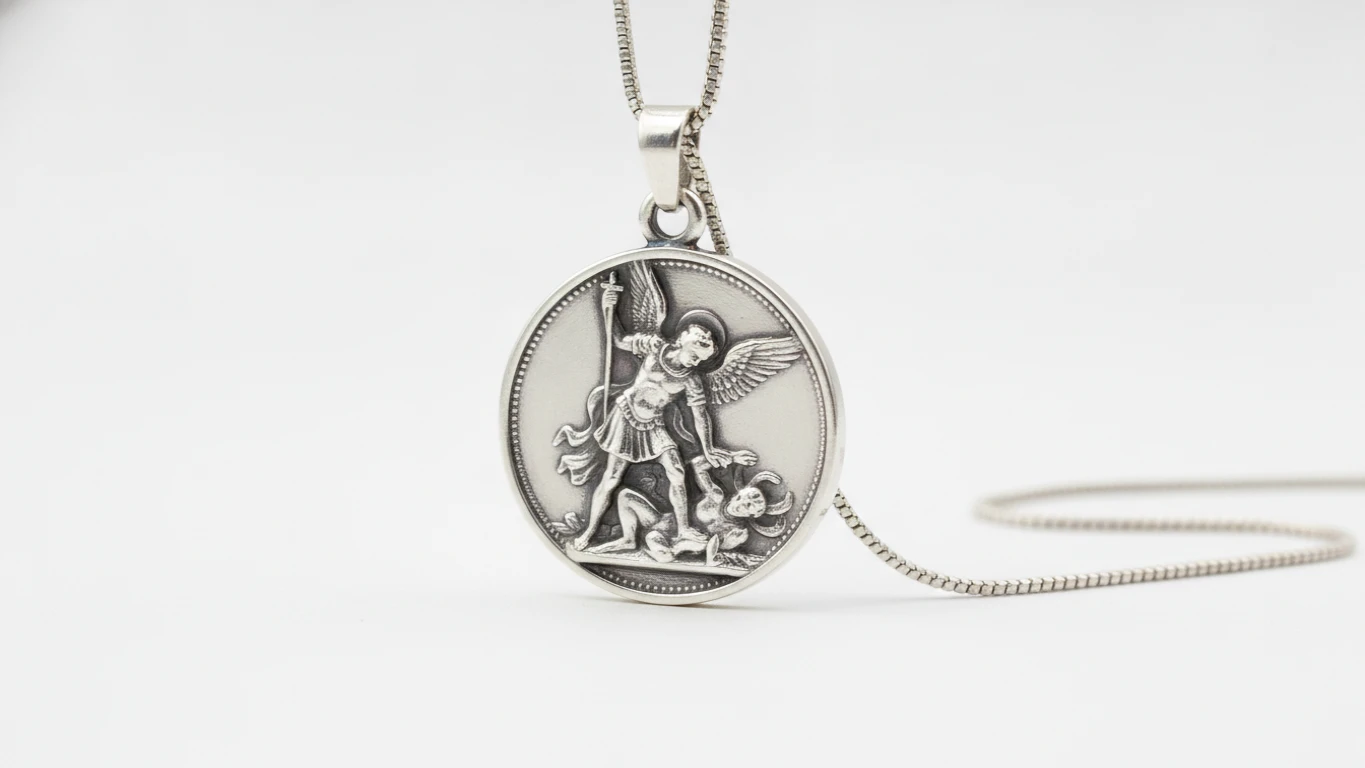 Sterling Silver Saint Medal Pendant