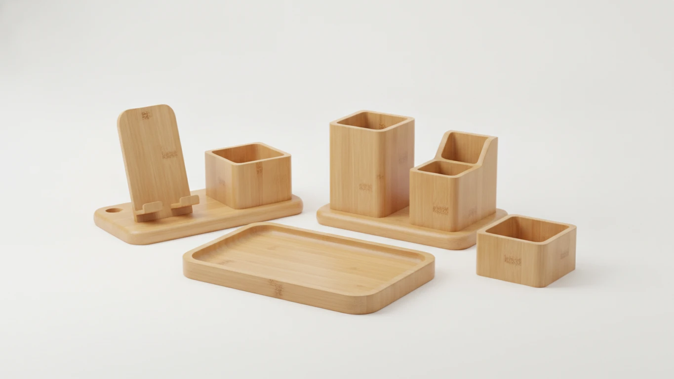 Sustainable Bamboo Desk Organizer Set