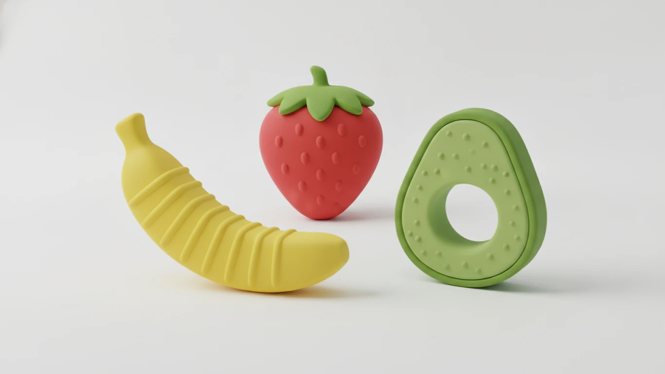 Textured Silicone Fruit Teether Set