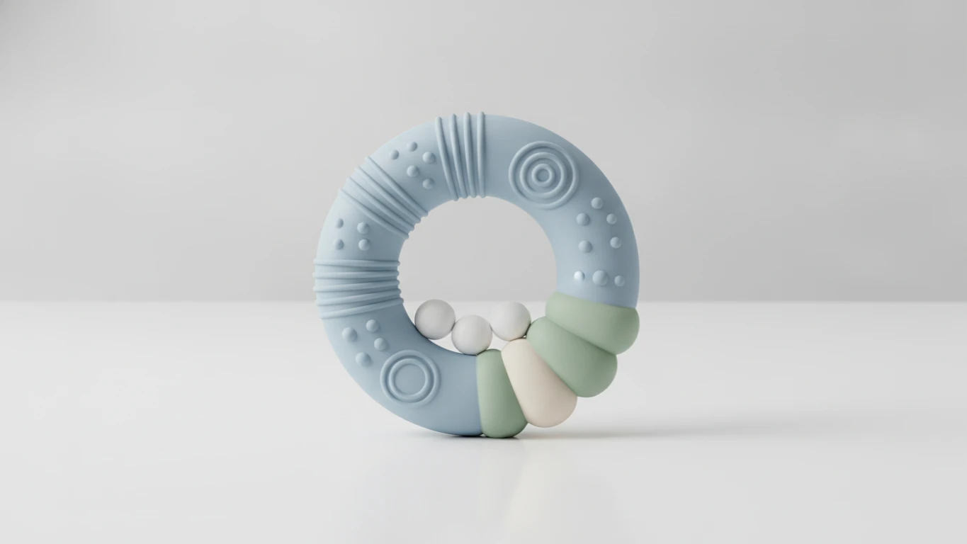 Textured Silicone Teether Rattle