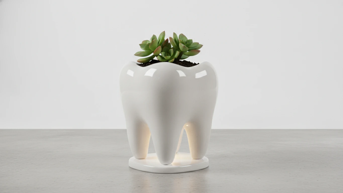 Tooth-Shaped Ceramic Planter