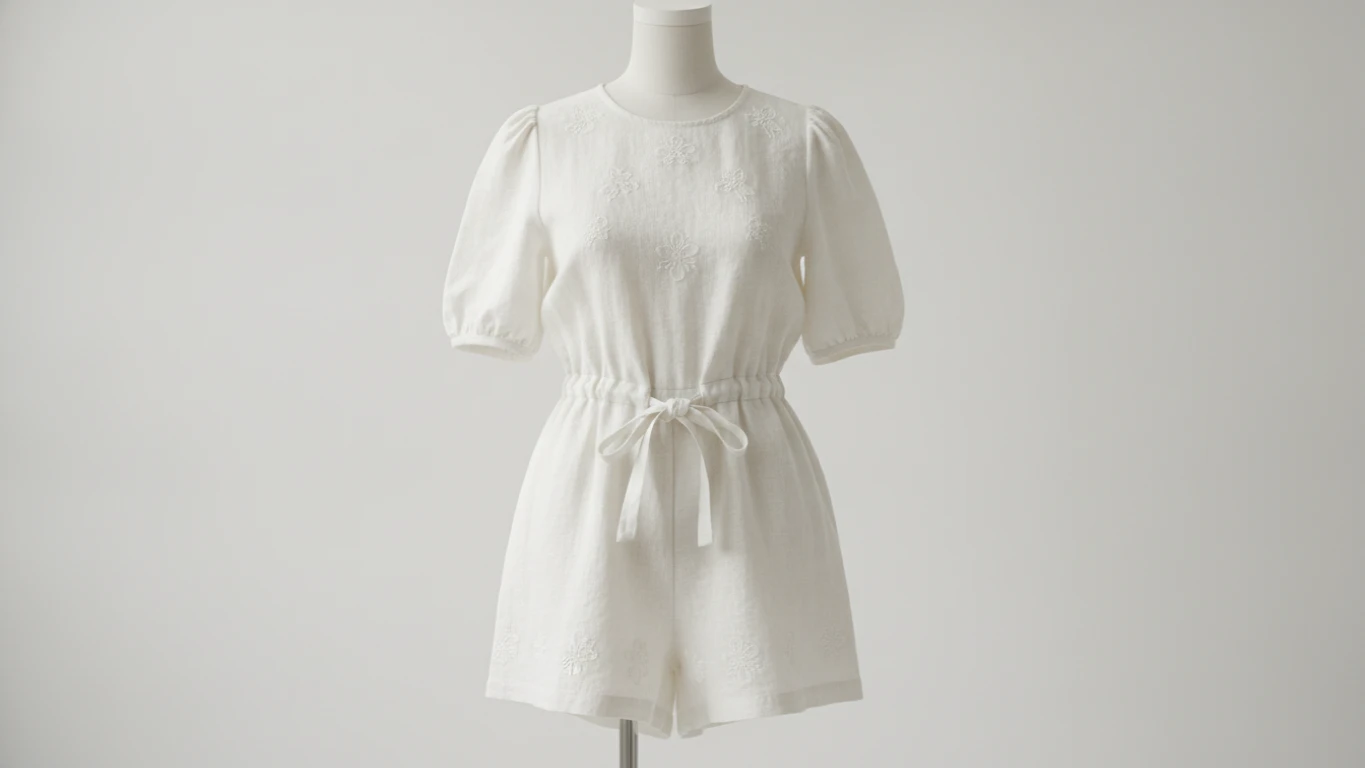 Traditional White Linen Romper