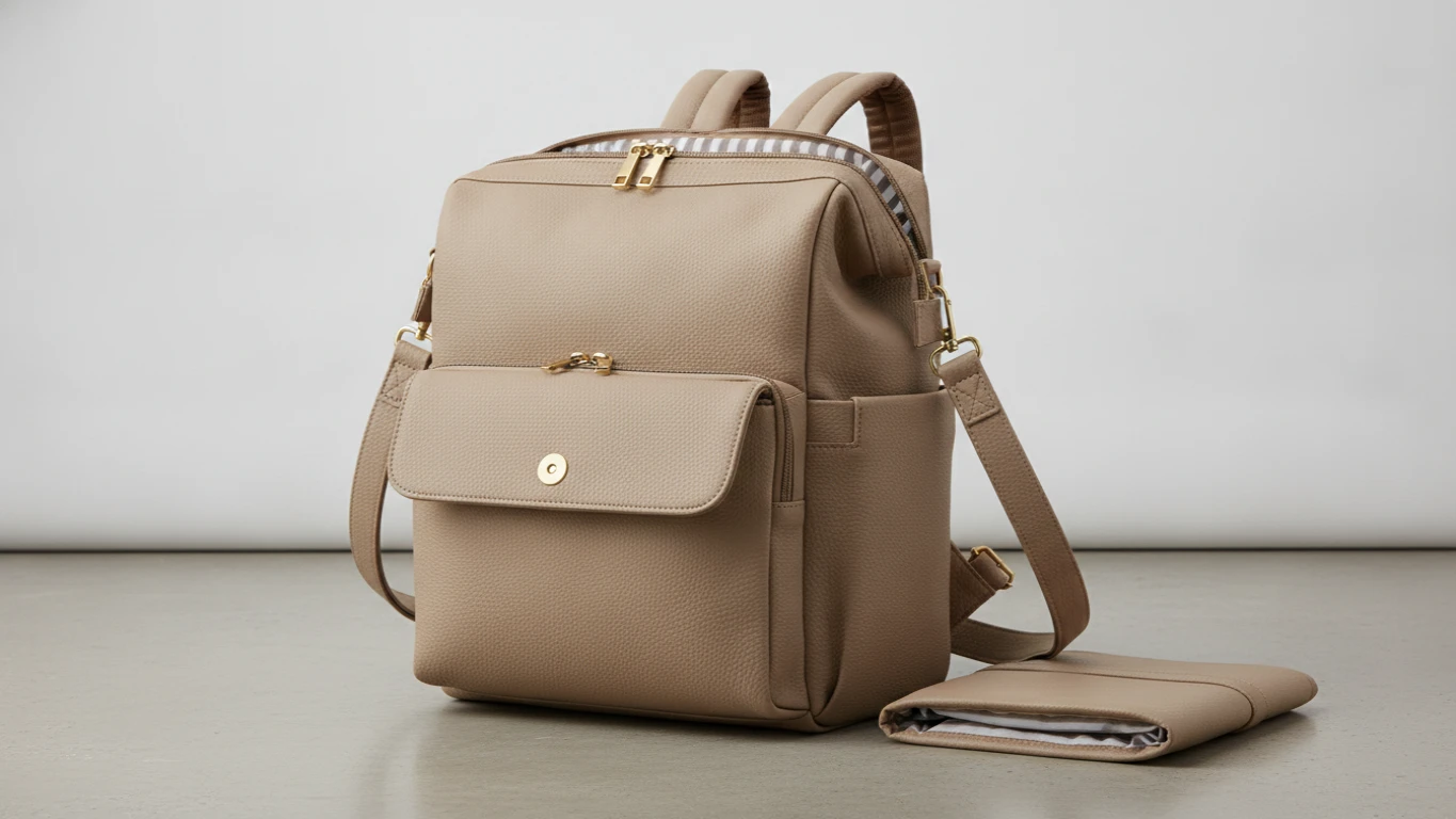 Vegan Leather Convertible Diaper Bag