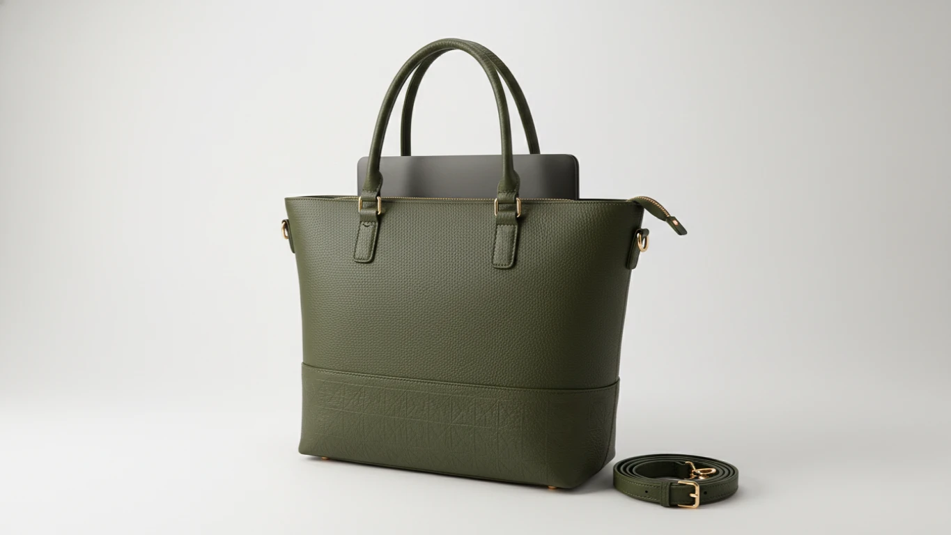 Vegan Leather Laptop Tote Bag