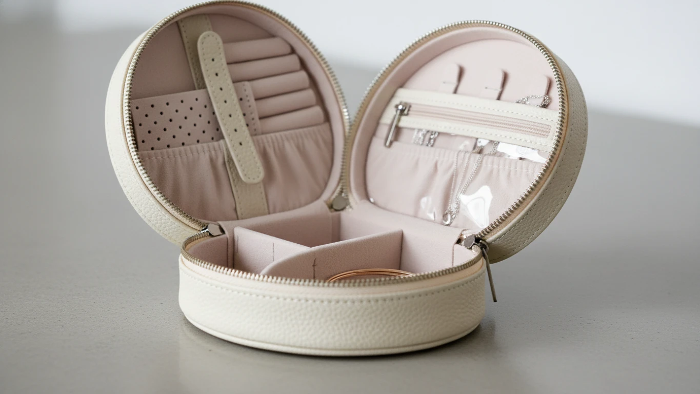Vegan Leather Travel Jewelry Organizer