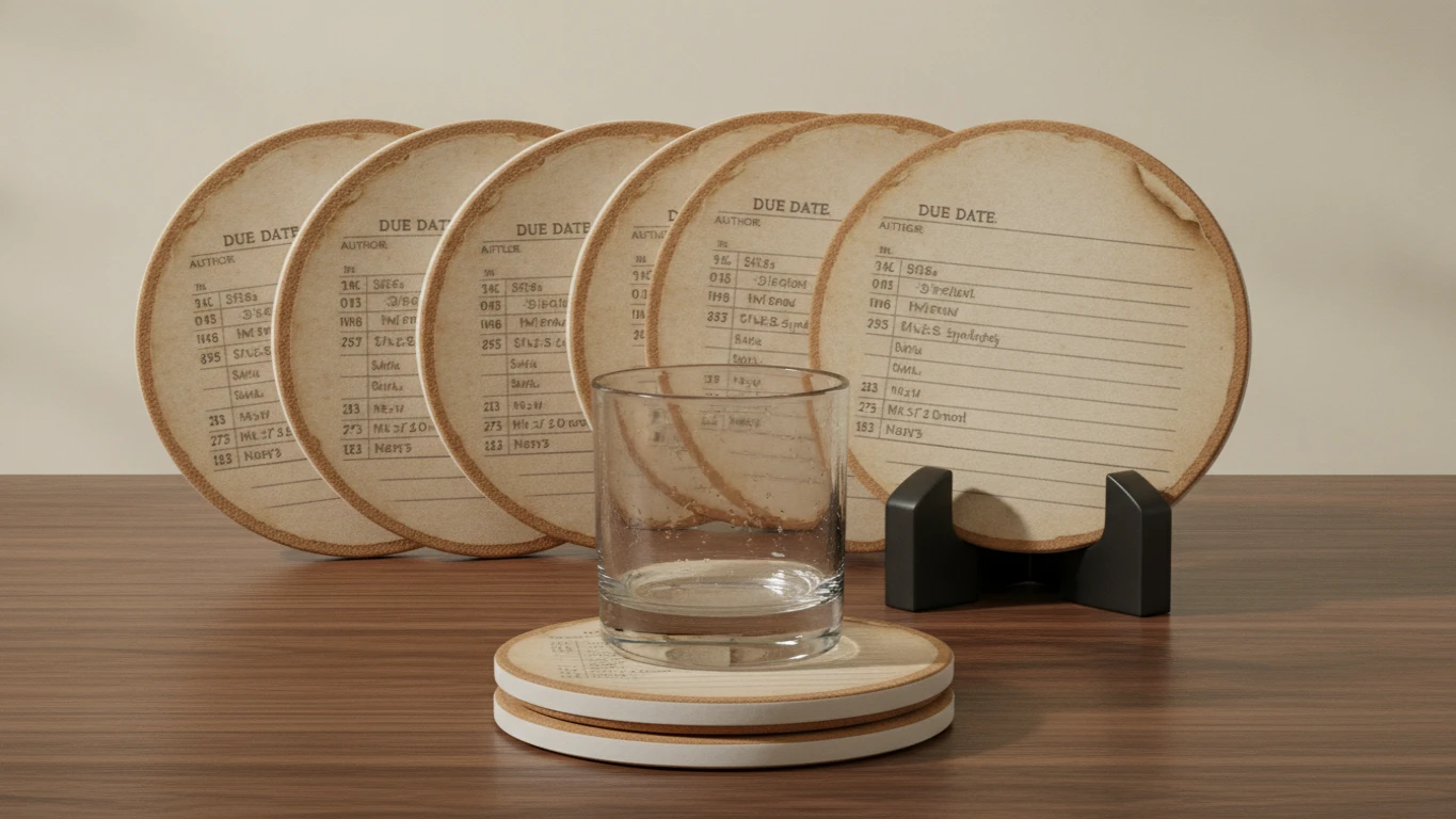 Vintage Library Card Coaster Set