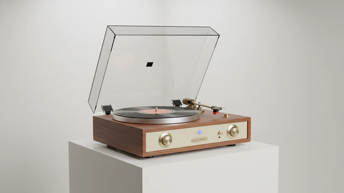 Vintage-Style Turntable with Bluetooth