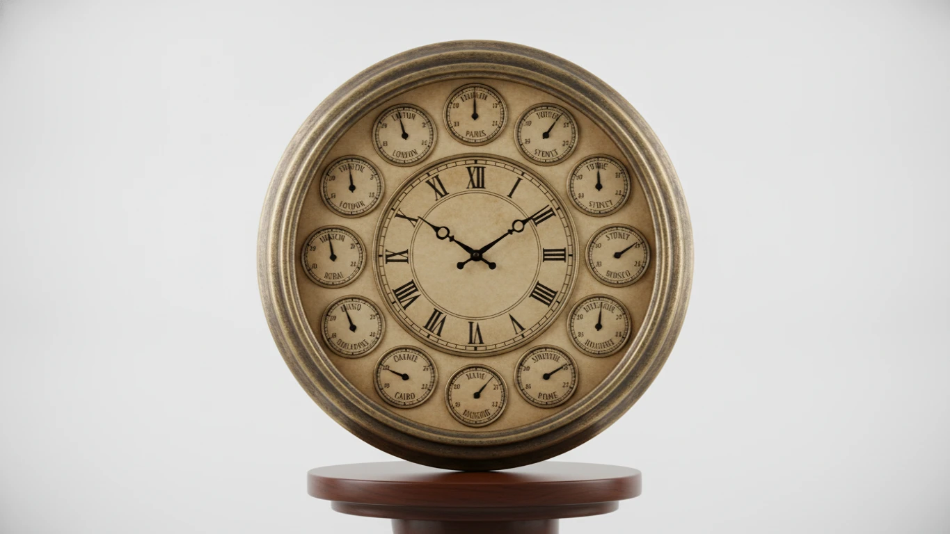 Vintage World Time Zone Wall Clock