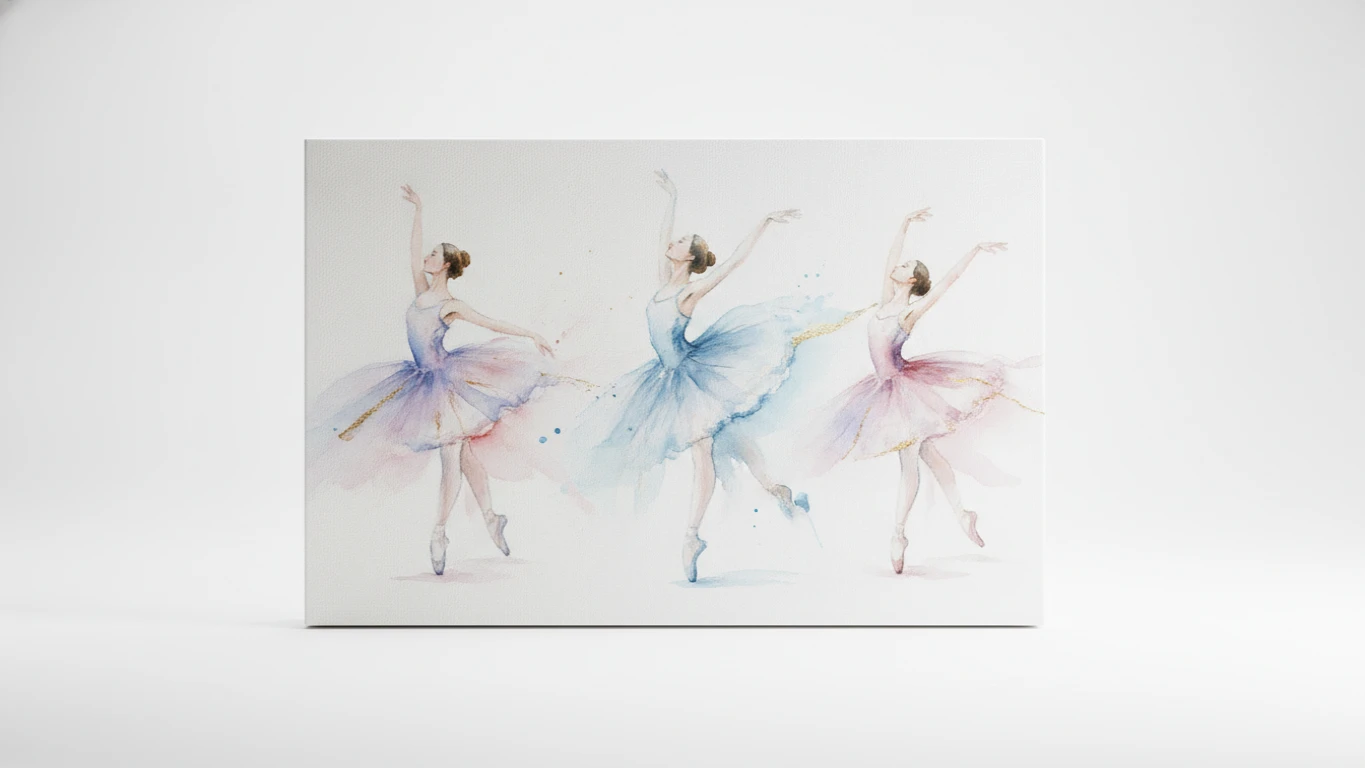 Watercolor Ballet Canvas Art Print