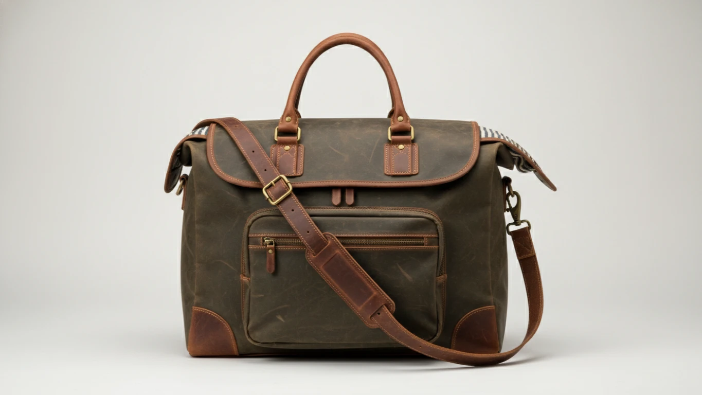 Waxed Canvas and Leather Weekend Bag