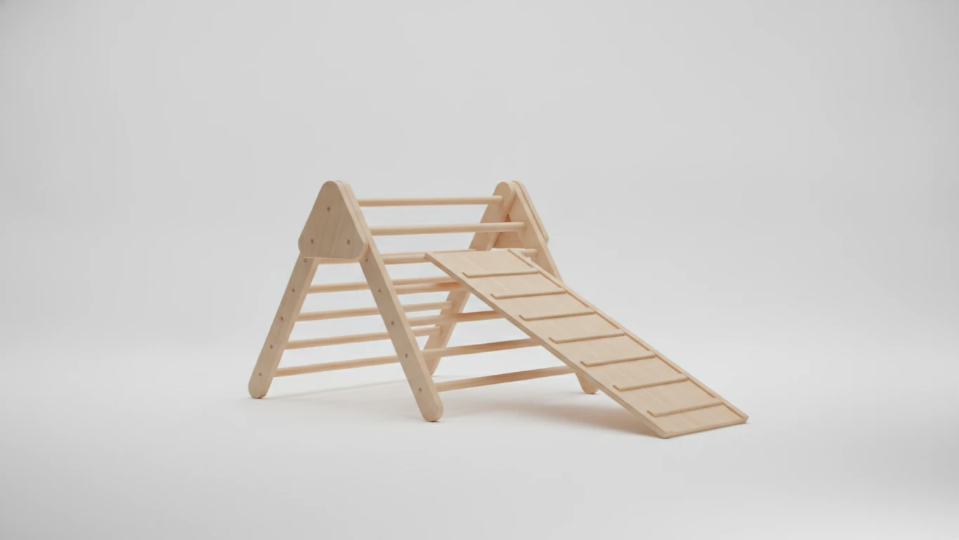Wooden Climbing Triangle with Ramp