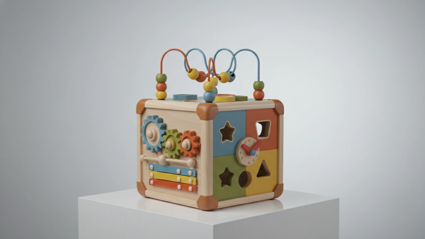 Wooden Interactive Activity Cube