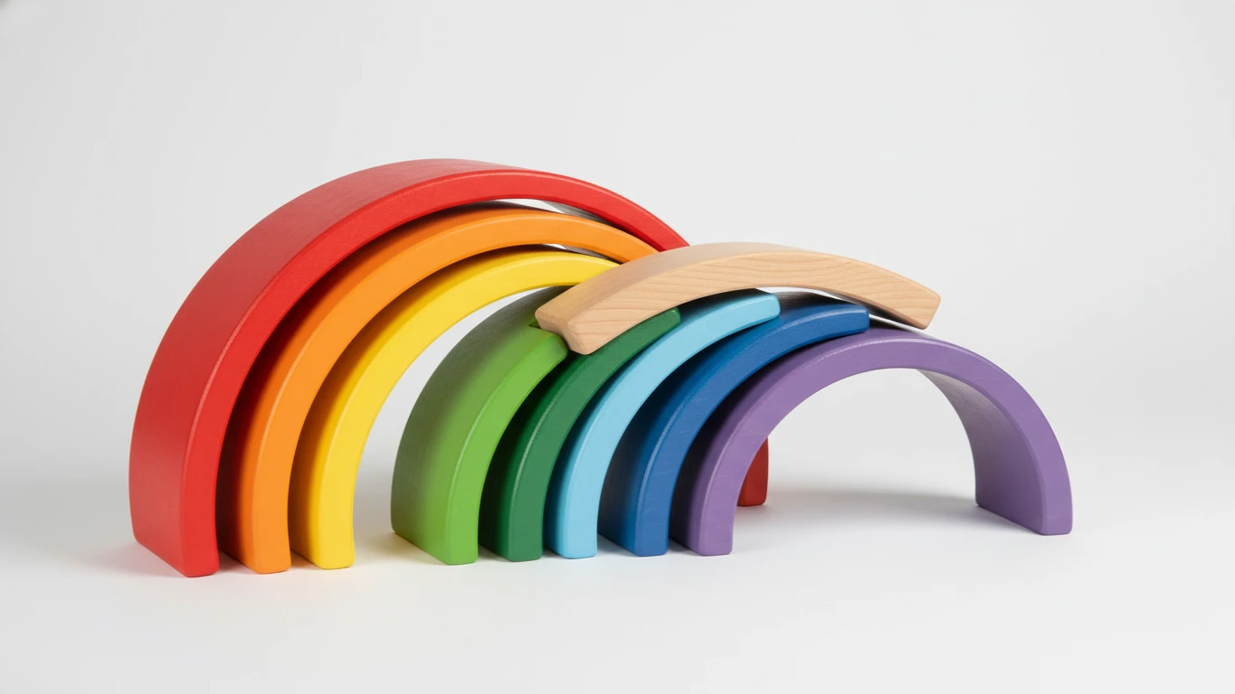 Wooden Rainbow Stacking and Bridge Set