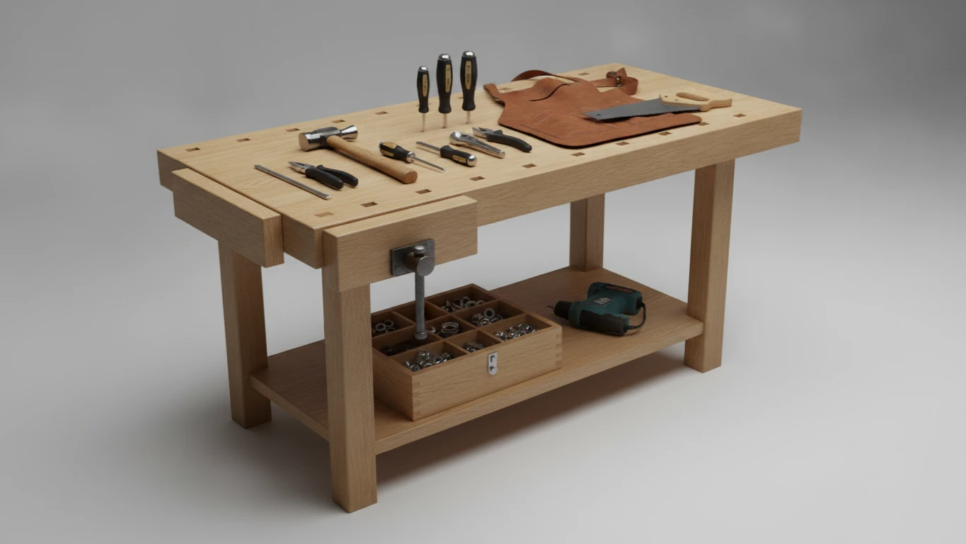Wooden Workbench and Tool Kit