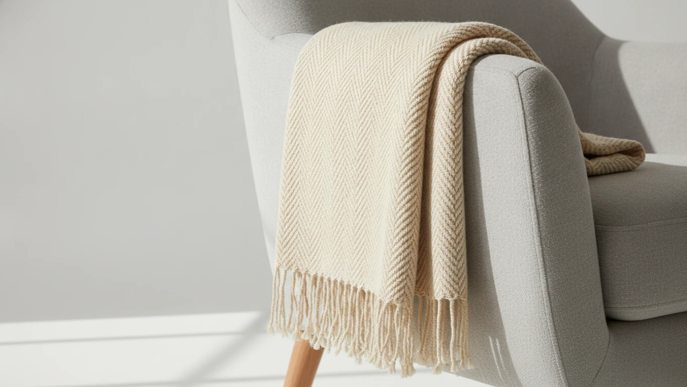 Woven Herringbone Cotton Throw Blanket